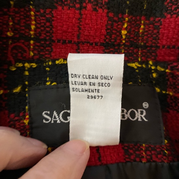 Sag Harbor women vintage full zip plaid lined knit blazer Sz 12 pockets red - Picture 8 of 8